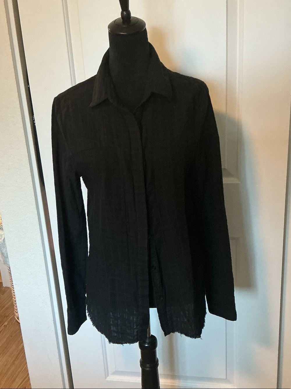 RTA Black Button-Up Long Sleeve Top S